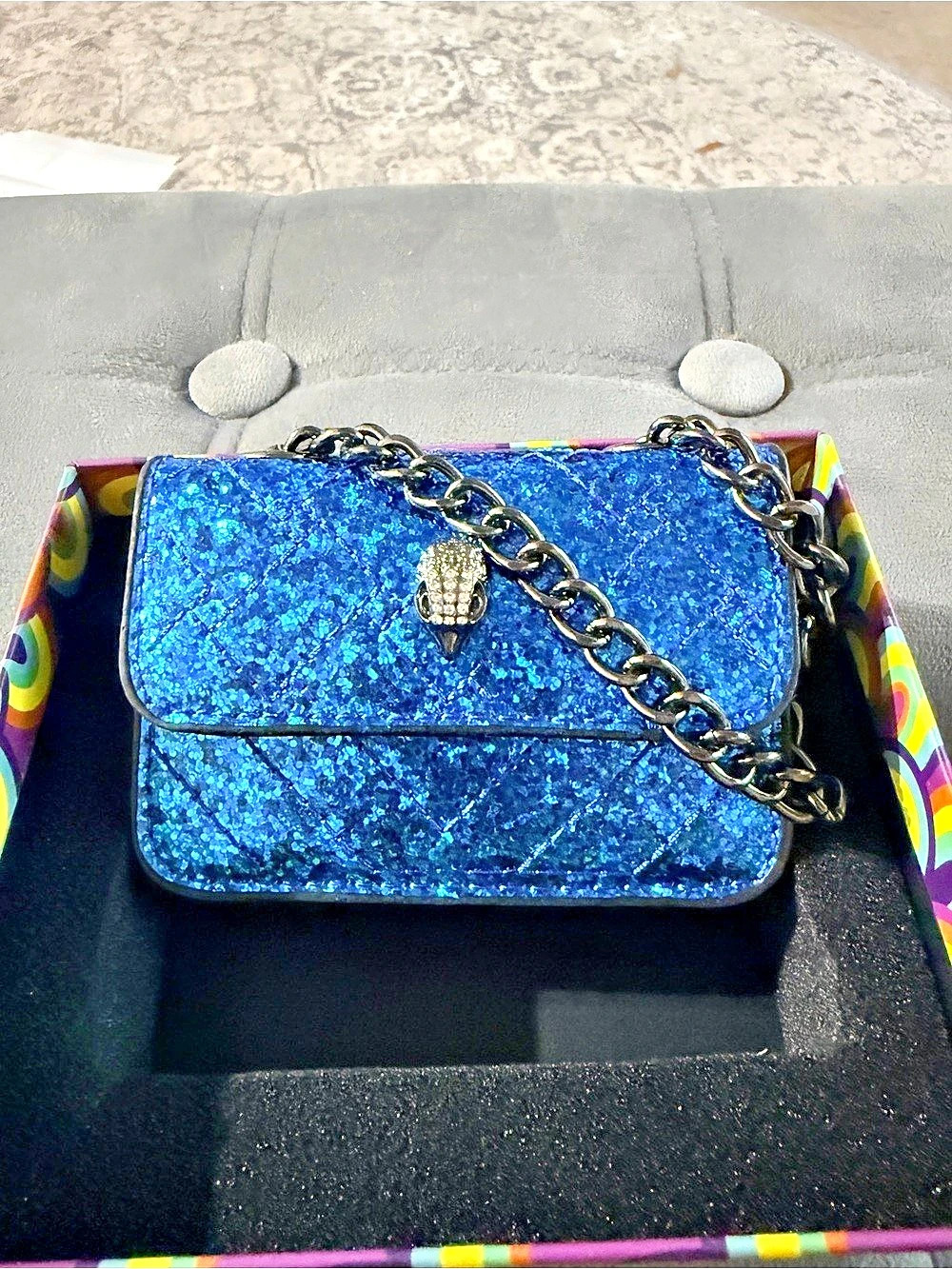 Kurt Geiger London Micro Mini Kensington Bag Blue Crossbody Bag